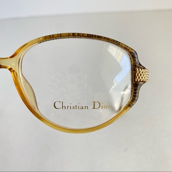 Vintage Christian Dior Eyeglasses Frames Retro 60s 70s Amber Yellow Glasses Demo - Picture 3 of 11